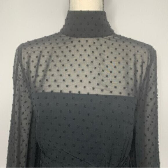 Misha Collection Black  High Neck Mini Dress With Blouson Sleeve - Picture 9 of 14